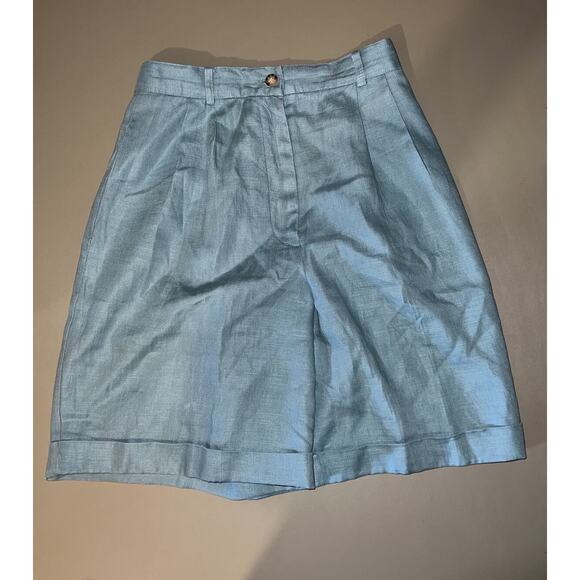 Talbots Petites Women’s Pleated Shorts Turquoise Size 6 With 2 Pockets - Picture 1 of 4